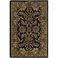Handmade Traditions Black/ Gold Wool Rug (2' x 3')