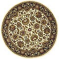 Handmade Classic Heirloom Ivory/ Navy Wool Rug (6' Round)