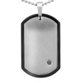 Stainless Steel Men's 1/10ct TDW Black Diamond Dog Tag Necklace