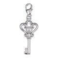 Sterling Essentials Sterling Silver Freshwater Pearl Key Charm (4.6 mm)