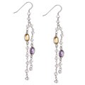 Sterling Silver Rainbow Moonstone, Amethyst and Citrine Earrings