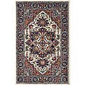 Handmade Heritage Ivory/ Blue Wool Rug (5' x 7'6)