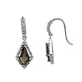 Silver Smokey Quartz and 1/10ct TDW Diamond Earrings (J-K, I3)