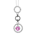 Silver Created Pink Sapphire and 1/4ct TDW Diamond Necklace (J-K, I3)