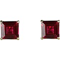 10k Yellow Gold Square-cut Created Ruby Stud Earrings