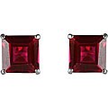10k White Gold Basket-set Lab Created Ruby Stud Earrings