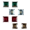 10k White Gold Basket-set Square-cut Lab-created Emerald Stud Earrings