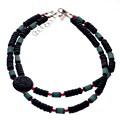 Sterling Silver Black Jade Double-strand Necklace (U.S.A.)