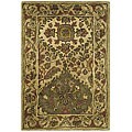 Handmade Tabriz Beige/ Olive Wool Rug (2' x 3')