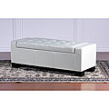 Guernsey Ivory Bonded Leather Storage Ottoman Bench