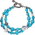 Charming Life Sterling Silver Double-strand Turquoise Bracelet