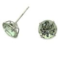 10k White Gold Green Amethyst Basket-set Stud Earrings