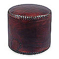 'Littoral Coffee' Leather Ottoman Cover (Brazil)