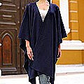 Alpaca Wool 'Navy Blue Chic' Ruana Cloak (Peru)