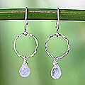 Sterling Silver 'Moonlight Solo' Moonstone Dangle Earrings (Thailand)
