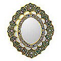 Reverse-painted Glass 'Emerald Garden' Wall Mirror (Peru)