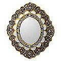 Reverse-painted Glass 'Ebony Garden' Wall Mirror (Peru)