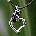 Sterling Silver 'Life In Love' Garnet Necklace (Thailand)
