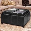 Christopher Knight Home Dartmouth Four Sectioned Black Bonded Leather Cube Storage Ottoman