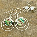 Sterling Silver Abalone Shell and Mother of Pearl Earrings (Thailand)