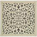 Indoor/ Outdoor Resorts Sand/ Black Rug (7'10 Square)