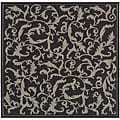 Indoor/ Outdoor Mayaguana Black/ Sand Rug (7'10 Square)
