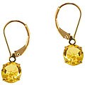 10k Yellow Gold Round Ctirine Leverback Earrings