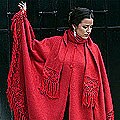 'Red Sunrise Elegance' Alpaca Wool Poncho and Scarf (Peru)