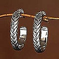 Sterling Silver 'Braids' Half Hoop Earrings (Indonesia)