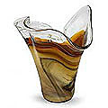 Murano Hand-blown 'Amber Fan' Glass Vase (Brazil)