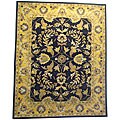 Indo Hand-tufted Kashan Black Wool Rug (8' x 10')