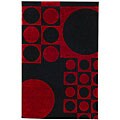 Hand-tufted Geo Circles Red Wool Rug (8' x 10')