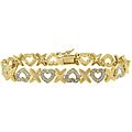 18k Gold over Silver 1/2ct TDW Diamond Heart and 'X' Bracelet (J-K, I3)