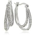 Sterling Silver 1/4 Carat TW Diamond Double Hoop Earrings,