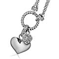 Sterling Silver 1/4ct TDW Diamond Double-heart Charm Necklace (J-K, I3)