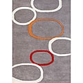 Hand-tufted Metro Circles Grey Blended Wool Rug (5' x 8')