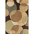 Hand-tufted Metro Circles Brown Wool Rug (5' x 8')