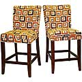 ETHAN HOME Decor Orange Cube Print Wood Barstools (Set of 2)