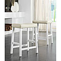 Nova White Saddle Cushioned Seat 24-inch Barstools (set of 2)