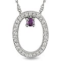 10k White Gold 1/6ct Pink and White Diamond Oval Necklace (H-I, I2-I3)
