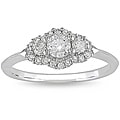 Miadora 14k White Gold 1/2ct TDW Diamond Halo Engagement Ring