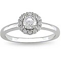 Miadora 14k White Gold 1/2ct TDW Diamond Halo Engagement Ring