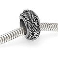 Beadaholique Silvertone Large Hole Stripes and Dots Pattern Beads (Pack of 2)