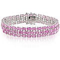 Sterling Silver Created Pink Sapphire Bracelet
