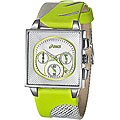 Asics Men's 'Square Chrono' Stainless Steel Green Leather Watch