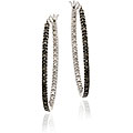 Sterling Silver 1/10ct TDW Black Diamond Oval Hoop Earrings