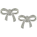 10k White Gold Diamond Accent Bow Earrings
