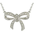 10k White Gold Diamond Accent Bow Necklace
