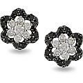 10k Gold 1/2ct TDW Black/ White Diamond Flower Earrings (H-I, I2-I3)