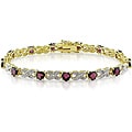 Sterling Silver Garnet and Diamond Accent Tennis Bracelet
